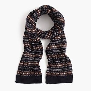 J. Crew Merino Wool fair Isle Scarf Navy Peach